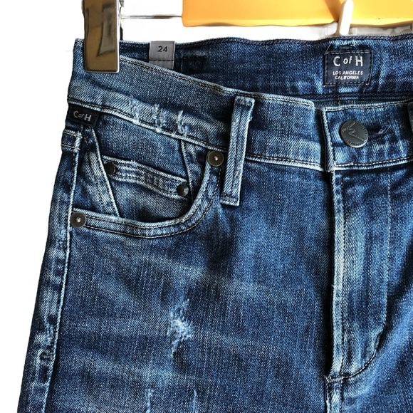 COH the Rocket High Rise Skinny Sz 24 Distressed Blue Jeans with Holes Worn Look - Picture 10 of 16